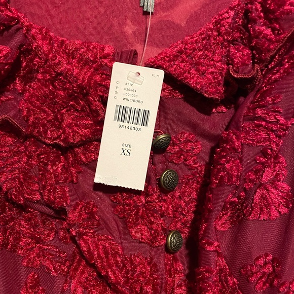 NWT Anthropologie Burnout Velvet Lace Women's Top XS - Picture 2 of 2